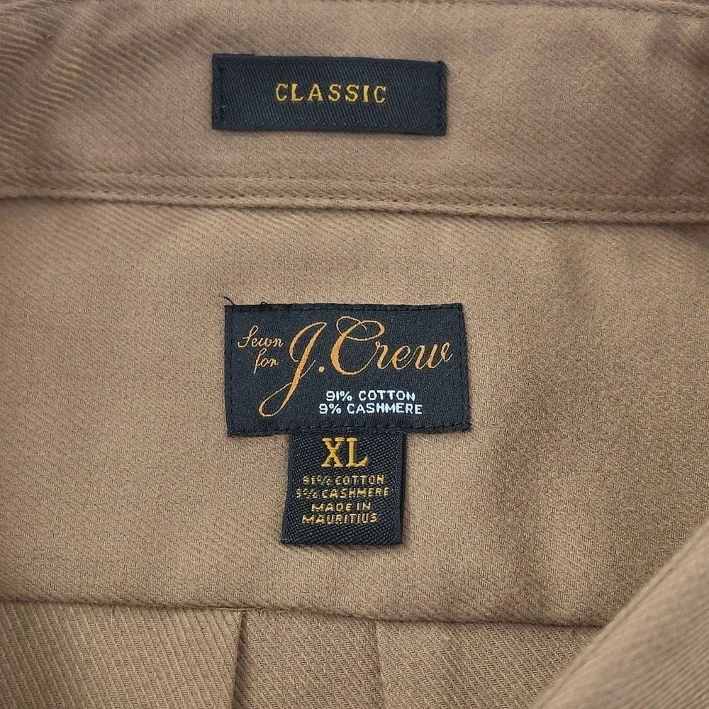 J.Crew Cotton-Cashmere Blend Shirt Mens XL Camel NWT CC100 NEW Preppy Old Money